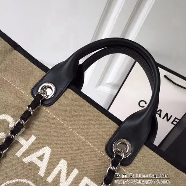 香奈兒CHANEL 2018早春度假系列最新火爆大號帆布沙灘包手提購物袋 DSC1298